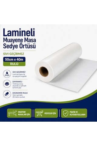 Lamineli Muayene Masa Sedye Örtüsü 50cm 40m Rulo Sıvı Geçirmez 1 Adet