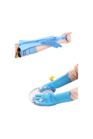 Sihirli Bulaşık Yıkama Eldiveni Dayanıklı Kaymaz Tırtıklı Renkli Eldiven Fırın Mutfak Eldiveni
