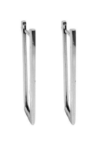Oya Silver Dikdörtgen Kadın Gümüş Halka Küpe 1.5x4cm