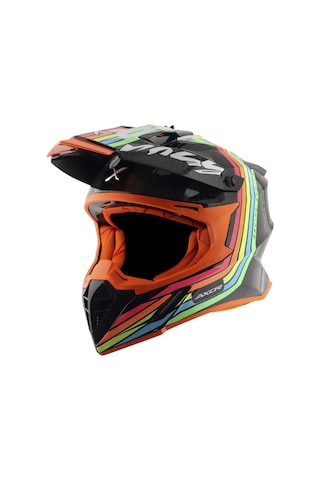 Axor Xcross 2X E Full Face Kask Gri - Parlak Siyah