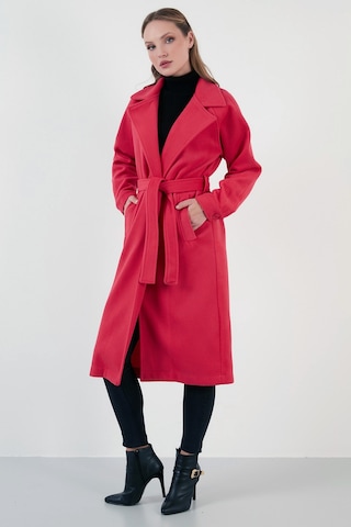 Lela Oversize Kemerli Cepli Kışlık Bayan Kaban 42190454 Fuşya