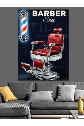 Retro Berber Koltuğu Posteri Dekoratif Kanvas - Mdf Ahşap Tablo