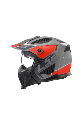 Ls2 Drifter Devor Kask Mat Gri-titanyum-kırmızı Mat Gri - Titanyum