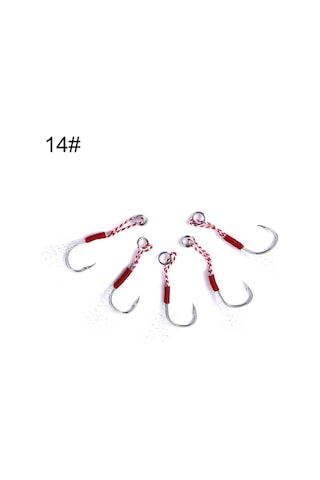 5pcs / Paket Hengjia 14 Bağlanmış Tel Demir Kanca Derin Deniz Balıkçılığı Kancası