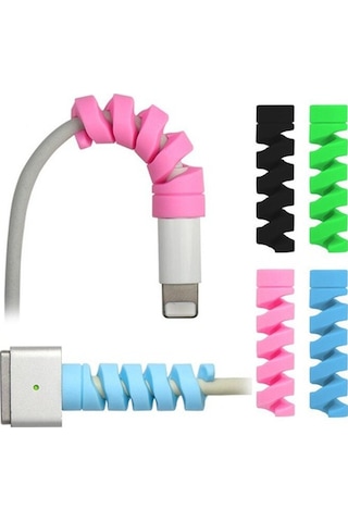 Spiral Kablo Koruyucu Silikon Set Şarj Kablosu Kulaklık Kablosu K (526965857)