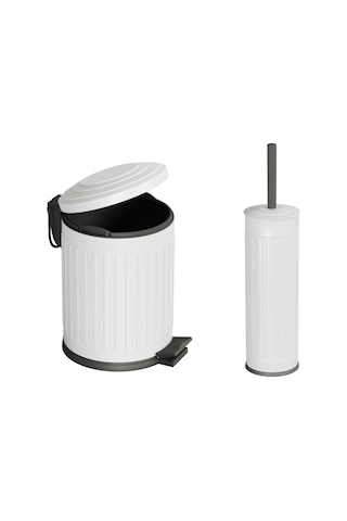 Aqua Bagno Midas Klozet Fırçası + Çöp Kovası 5 Lt -2 Parça Set, Mat Beyaz 35.22.89.01.04 Beyaz