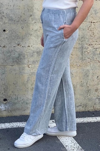 Mia Butik Kadın Gri Keten Pantolon Gri