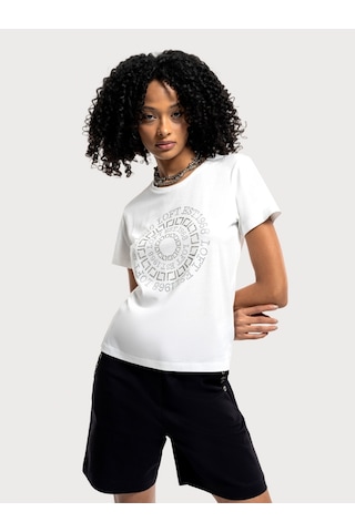 Slim Fit Kadın Tshirt K.kol Beyaz