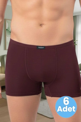Uniquetrenders Erkek Pamuklu 6'lı Modal Boxer Bordo