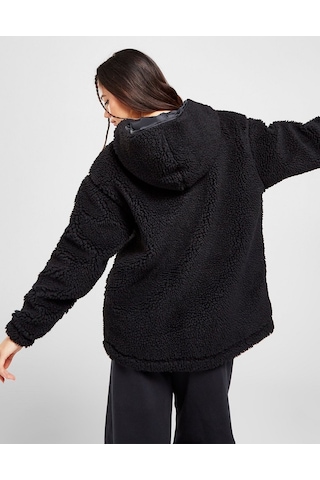 Sportswear Logo High-pile Sherpa Full-zip Hoodie Kadın Mont Ndd Sport Siyah