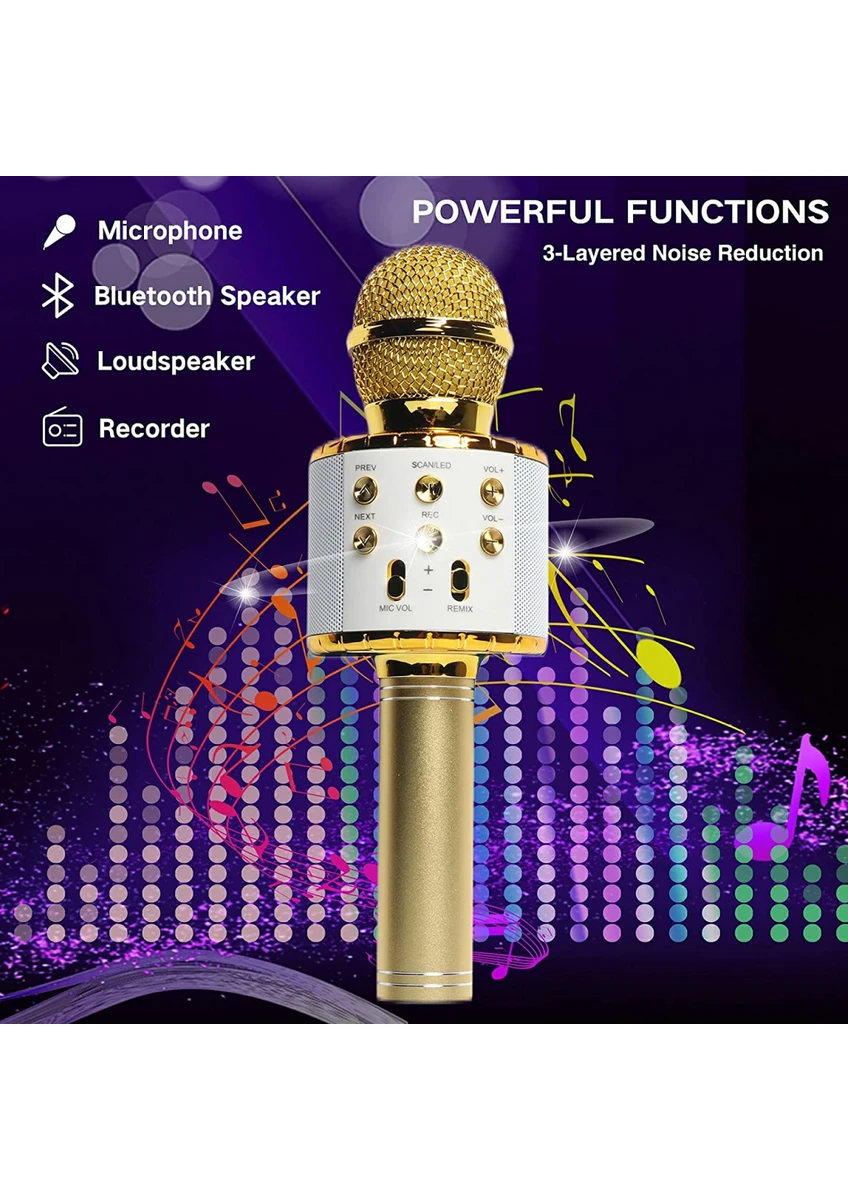 Bluetooth Karaoke Mikrofon Ws-858 Taşınabilir Kablosuz Hoparlörlü Karaoke Mikrofonu Çocuk Ve Yetişkin Uyumlu Dj Party