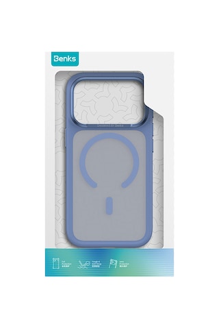 Apple Uyumlu iPhone 17 Pro Uyumlu Kılıf M-safe Şarj Özellikli Benks Mist C-magnet Yeni Seri Kapak Mavi