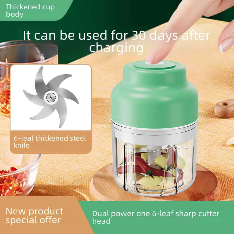 Kangvka Kablosuz Elektrikli Sarımsak Kesici 250ml Mor Mini Blender 4 Blatlı Bıçaklı Yemek Hazırlama Aleti Diğer