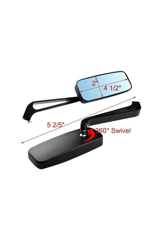 Padalink Klasik Motor İçin Ayarlanabilir Mavi Dumanlı Cam Arka Görüş Aynası - Siyah Alüminyum, Universal Chopper/cruiser Uyumlu 1 Set Sol-sağ