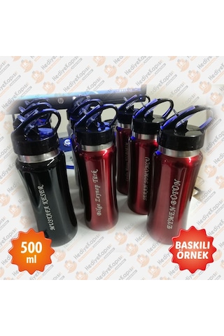 500 ML İsme Özel Emzikli Matara Lazer Baskılı Gümüş