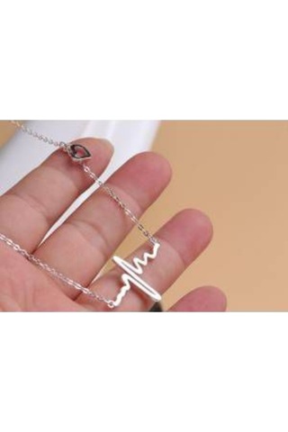 Worldshop Kalp Ritim Model Taki Kolye Gümüş - Altin Kaplama Sevgililer Günü