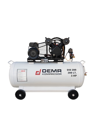 Demr Kompresör Pistonlu 200 LT 2 Kafa 8 Bar 3 HP IDM200 Hava Kompresörü