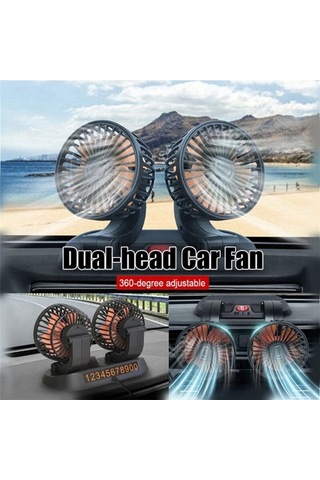 Araba Fanı Kamyon Güçlü Rüzgar Usb Arayüzü Çok Işlevli Çift Başlı Elektrikli Fan Jıta9e Renkli