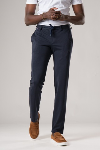Ecer Slimfit Beli Lastikli Ve İplikli Dokulu Likralı Yazlık Jogger Pantolon Lacivert