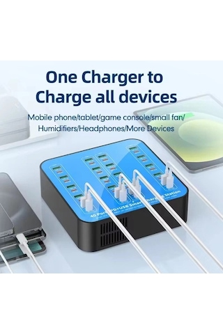 40 Portlu 400w Hızlı Şarj İstasyonu 20x Usb + 20x Type-c Pd Çıkışlı Şarj Cihazı Diğer