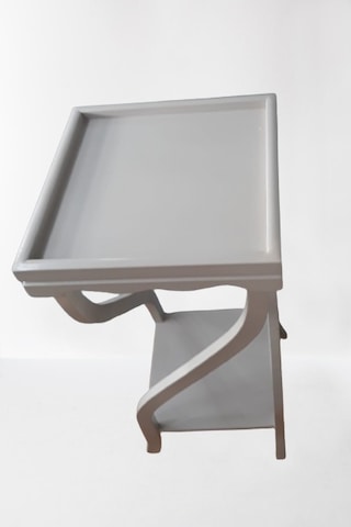 Fiskos Çiçeklik 4ayak Spiral Model Parlak Ihlamur Ağacı Ayak Parlak Beyaz Mdf Tabla El Yapım