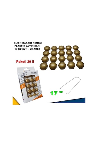 Renkli Bijon Kapağı Plastik Gold Renk Altıgen 17 Mm Bijon Uyumlu 20 Adet