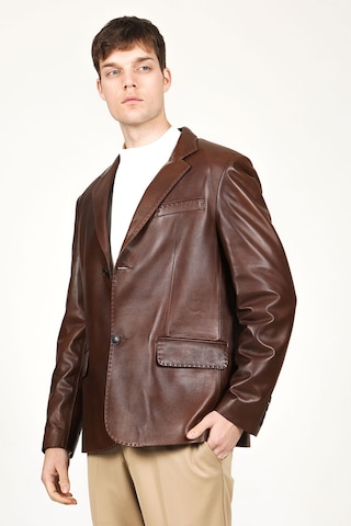 Dericlub Erkek Venedik Kruvaze Yaka Hakiki Deri Blazer Ceket Camel Antik Camel Antik Camel