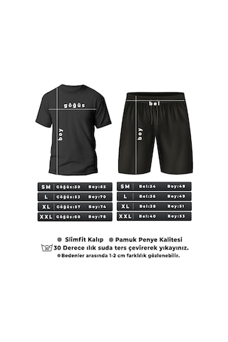 Boston Şort T-shirt Eşofman Takımı Siyah