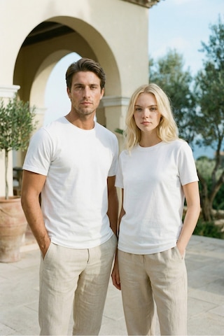 Mero Life Unisex Slim Fit Dar Kesim % 100 Pamuk Yumuşak Dokulu Bisiklet Yaka Beyaz Tişört