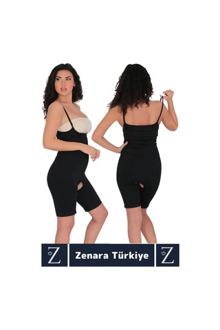 Günlük Vücut Şekillendiren Beden İncelten Toparlayan İhtiyaç Deliği Fermuarlı Ağraflı Tam Boy Korse Siyah