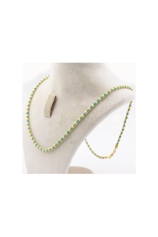 Pigado 925 Ayar Gümüş Dorika Ve Firuze Doğaltaş Kolye Gümüş