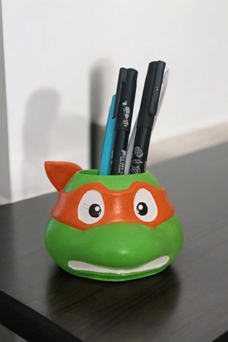 Ninja Kaplumbağa Şeklindeki Kalemlik Michelangelo 7x10 Cm Turuncu