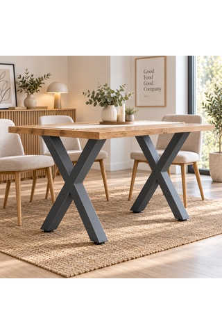 Evkolleksiyon X Tipi Metal Masa Ayağı 2 Li Takım 72x60 Cm 60x60 Profil Antrasit