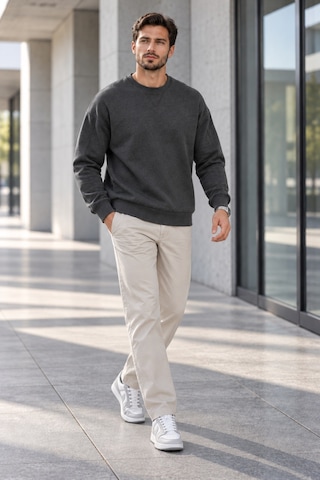 Polo State Erkek Bisiklet Yaka Oversize Dikiş Detaylı Basic Sweatshirt - Antrasit