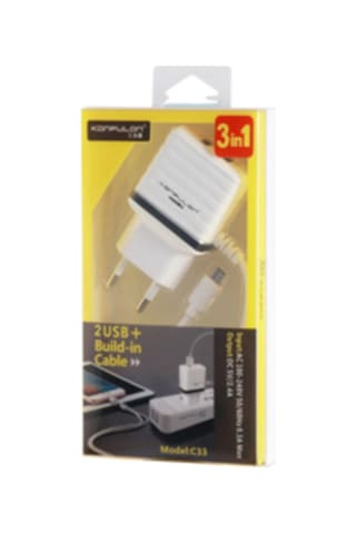 C33 Hızlı Şarj 3in1 Dahili Lightning Kablo İphone Uyumlulu