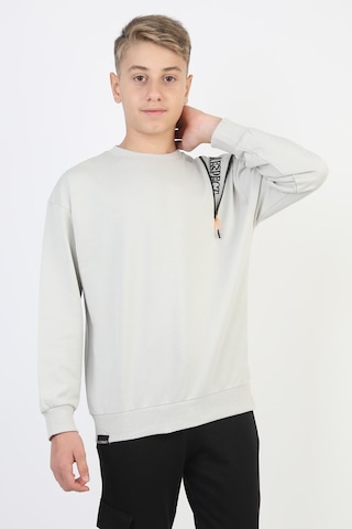 Fermuarlı Respect Baskılı Gri Erkek Çocuk Sweatshirt-90815 Gri