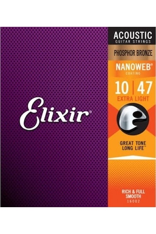 Elixir 16002 Nanoweb Phosphor Bronze Akustik Gitar Teli (10-47) Elixir 16002 Nanoweb Phosphor Bronze Akustik Gitar Teli (10-47)