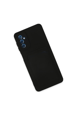Samsung Galaxy M52 5g Kılıf Kelvin Kartvizitli Silikon - Siyah Düz Renkli