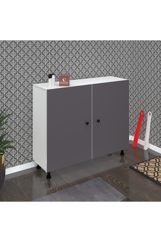 Kenzlife Ayakkabılık Merkub5 Gribyz 83 100 32 Kapaklı 5 Raflı 25 Çift Ayakkabı Kapasitesi Ahşap