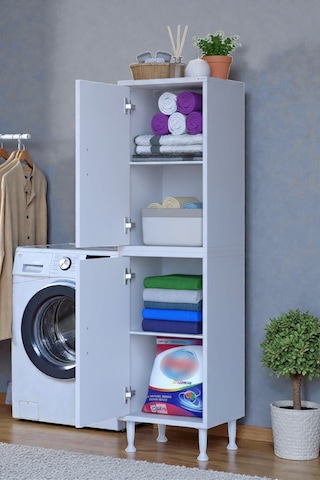 Eliusta Nuve Geniş Depolama Alanlı Dolap 50 Cm Banyo/mutfak Çok Fonksiyonlu 50x138x32,5 Cm Saklama Dolabı Beyaz