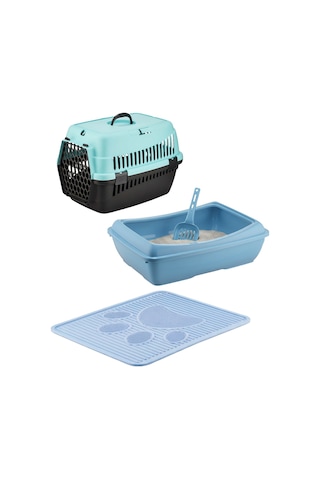 Açık Kedi Tuvaleti + Paspas + Taşıma Çantası 3'lü Set