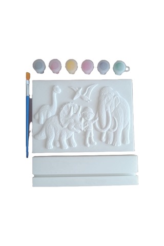 Suya Dayanıklı Mermer Tozu Boyama Seti Standlı Antik Çağ Çocuk Boyama Tablosu 18x13 Cm Boya Emmez, Özel Formül