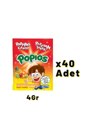 Hleks Patlayan Şeker Popios 40 Adet 4 Gr Tutti Frutti