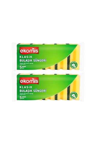Ekomis Klasik Yeşil Sünger Oluklu 5 Li 2 Paket