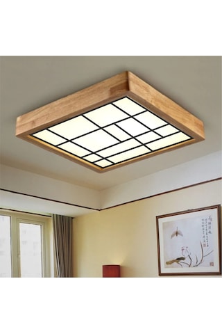 Ahşap Çerçeve Tavan Led Aydınlatma Avize 30X30Cm Salon Mutfak