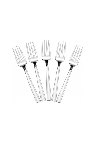 Yemek Çatalı, 6'li Paslanmaz Çelik Çatal Seti, Gümüş Metal 20 Cm, 6 Adet Çok Renkli