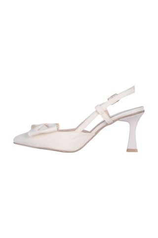 Tahir 2802 7cm Slingback Topuklu Ayakkabı Krem