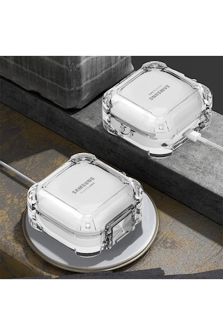 Samsung Galaxy Buds Core Uyumlu Transparan Tank Kılıf +kanca 1.kalite Mor