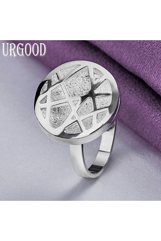 925 Ayar Gümüş Desenli Yuvarlak Yüzük Güzel Hediye Takı 10