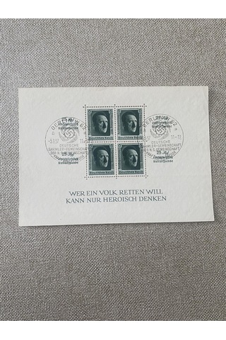 Adolf Hitler 48 Doğum Günü Damgalı Pul Bloğu 012
